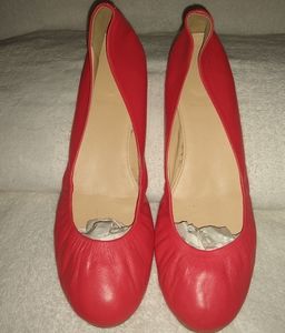 J Crew Cece ballet flats red leather. 10